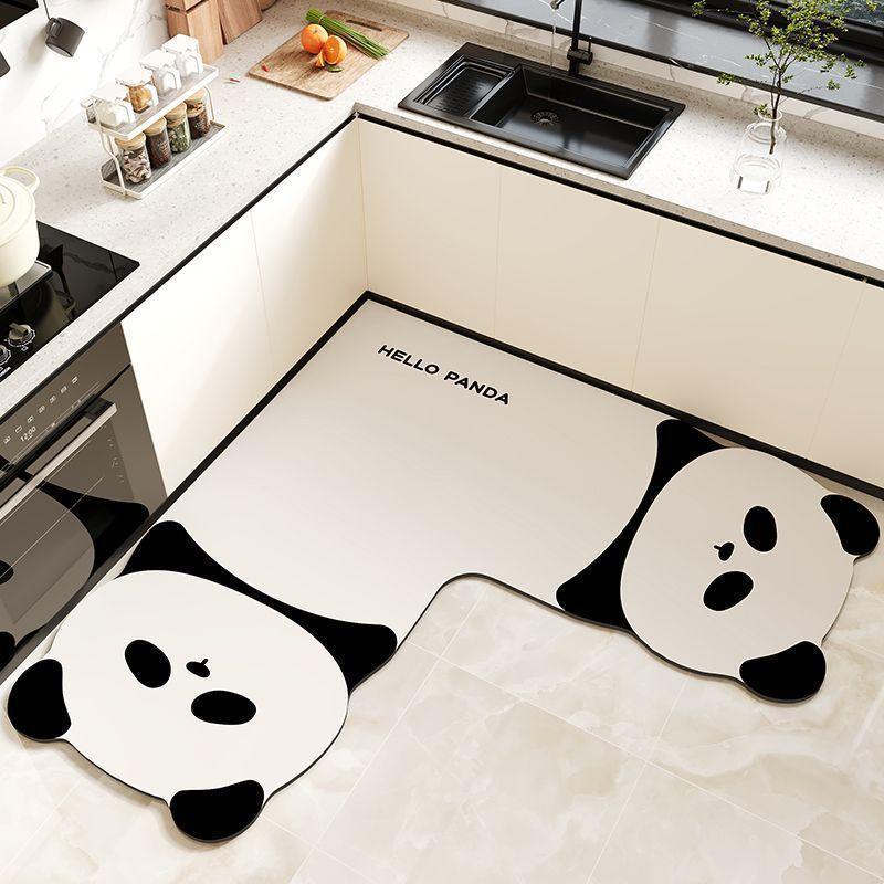 Cartoon Animal Kitchen Mat With Water Absorption Nonslip Silicone Diatom Mud For Home And Cooking Use