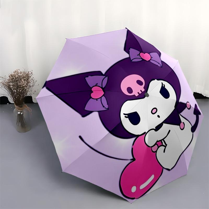 1pc Gothic Kuromi with Heart Umbrella with Plastic Handle,Suitable for All Seasons Home Travel Outdoor UmbrellaSanlio082