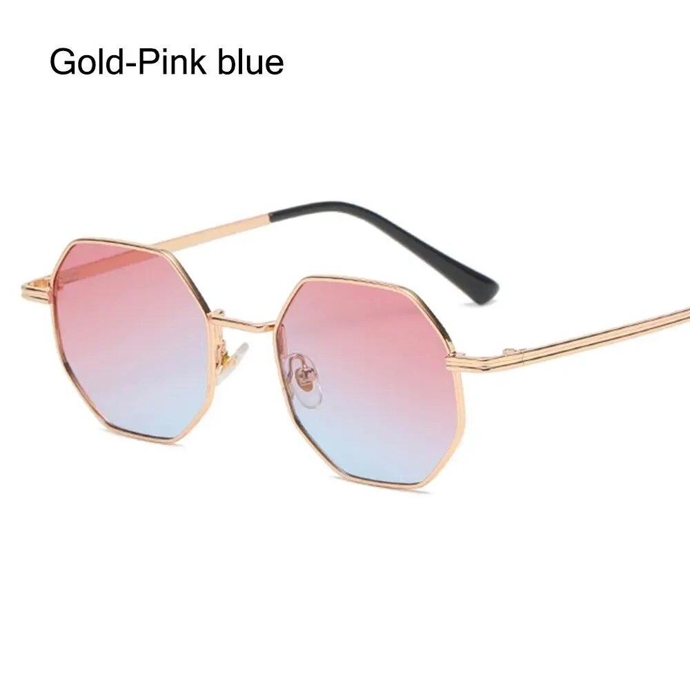 Polygon Metalen Zonnebril Vintage Montuur Voor Vrouwen Zonnebril Mannen Luxe Ontwerp Zonnebrillen Vrouwen Spiegeltje Gafas De Sol Uv400