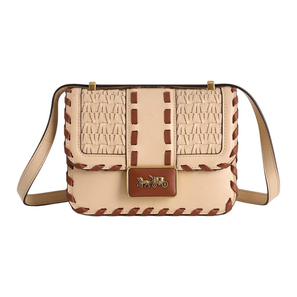 Coach Alie 18 Brand Logo Adjustable Shoulder Strap Leather Crossbody Bag Small Women Bags Ivory CDM37-B4IY