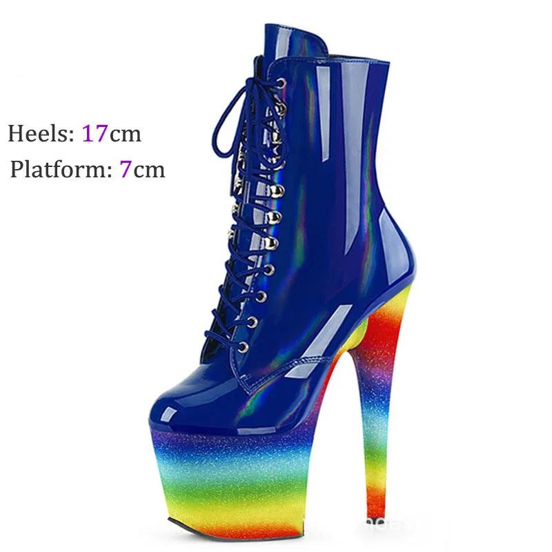 Divat Új 17Cm Szuper Magassarkú Stiletto Női Csizma Vízálló Platform Divat Kerek Orrú Bokacsizma Tánccipő