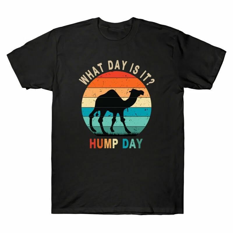 What Day Is It Hump Day Camel Vintage Gift Tee Men s Cotton Short Sleeve T-Shirt L