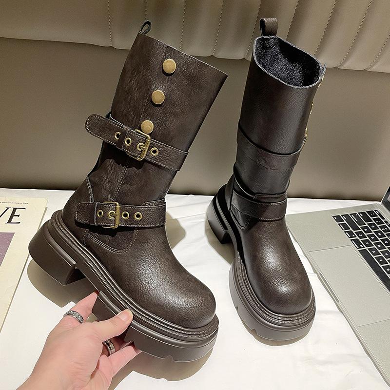 Women's Retro British Style Martin boots--Comfortable Soft Elastic Trend Non-slip Wear Chic Versatile Outstanding Thick Bottom Heightening Shoes