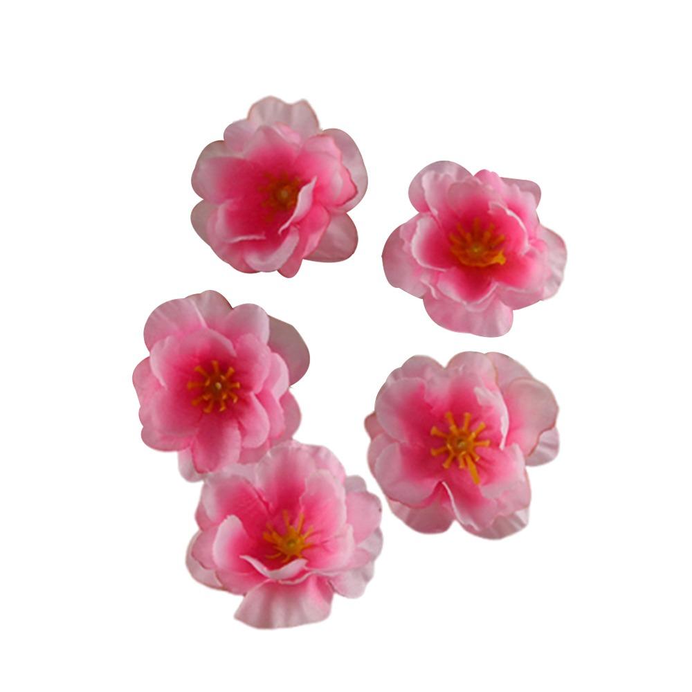 100PCS Multicolor Peach Blossom Artificial Flower Heads Dia.5cm DIY Simulation Flower Silk Petals Accessories Faux Flower