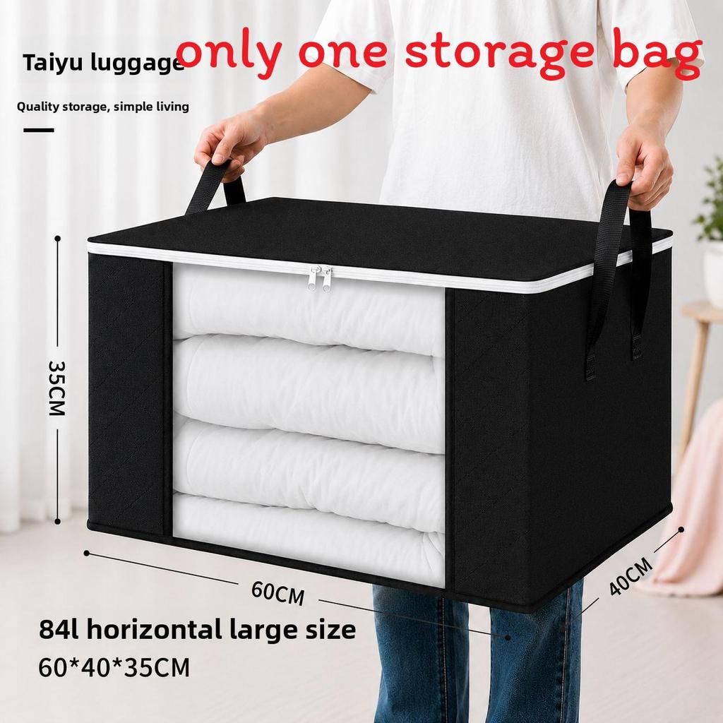 Large Capacity Cotton Quilt Storage Bag With Transparent Window For Bedroom Organization