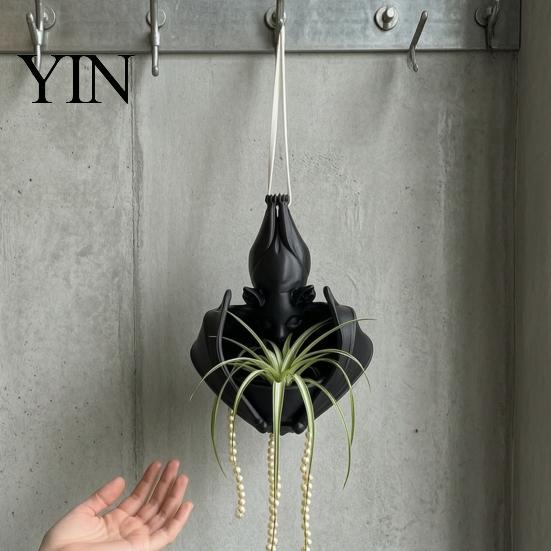 Unconventional Garden Supplies Hanging Bat Planter, Gothic Plant Pot, 3D Printed Novelty Gift for Lovers Halloween Planter Trailing Vines, Indoor