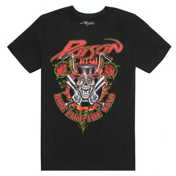 Poison Ride Like The Wind Skull Flesh & Blood 1990 T-Shirt New XL