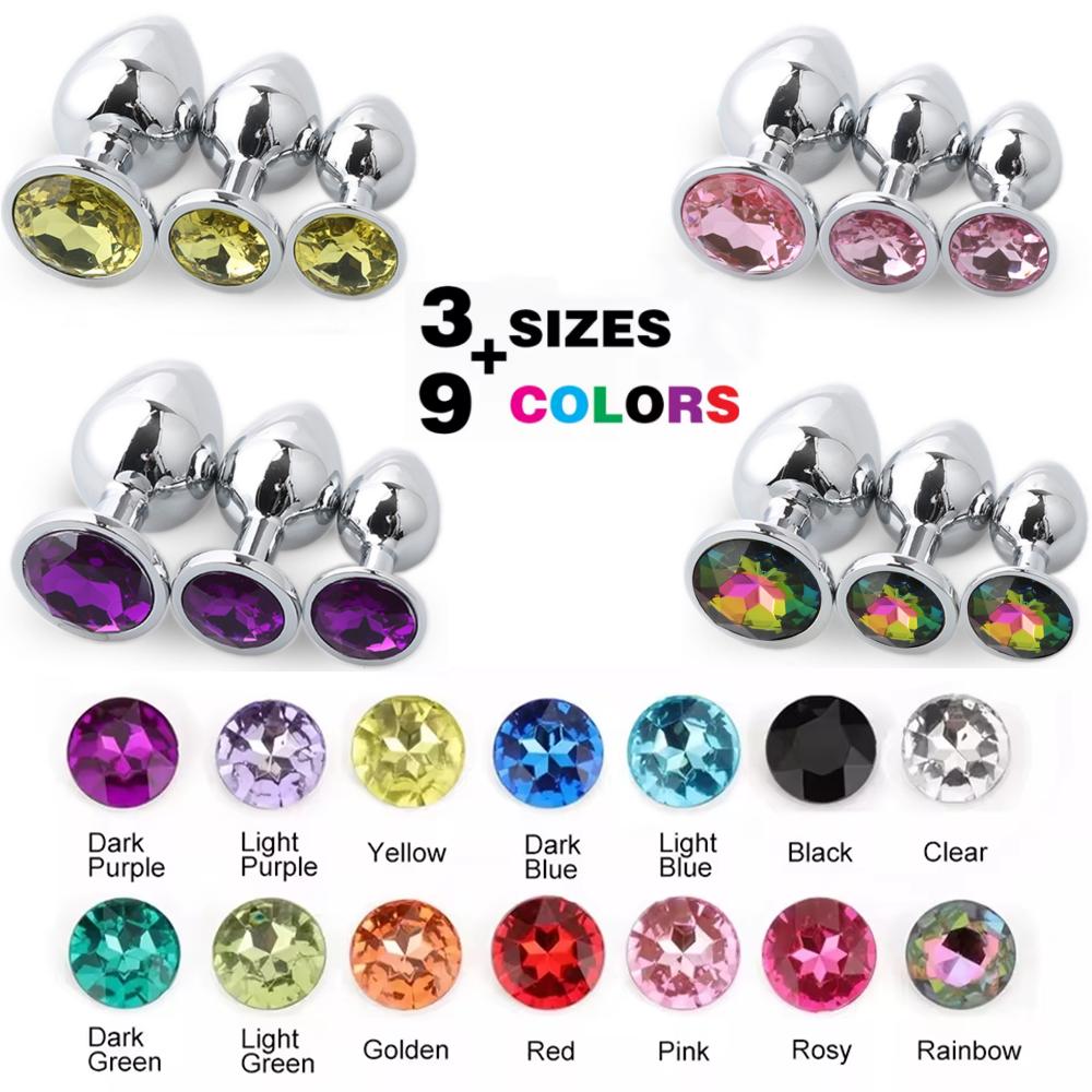 Stainless Steel Anal Plug Anus Plug Anal Bead Adults Sex Toys Metal Butt Plug With Jewelry Colorful Crystal For Women Adult Game
