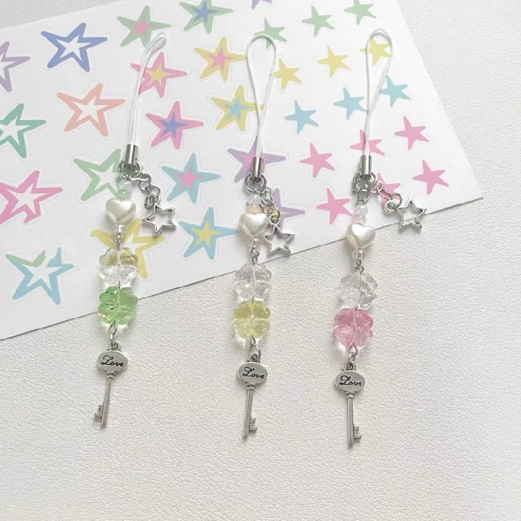 Handy-Anhänger Kleeblatt Handy-Kette Perlen-Anhänger für Jeden Anlass