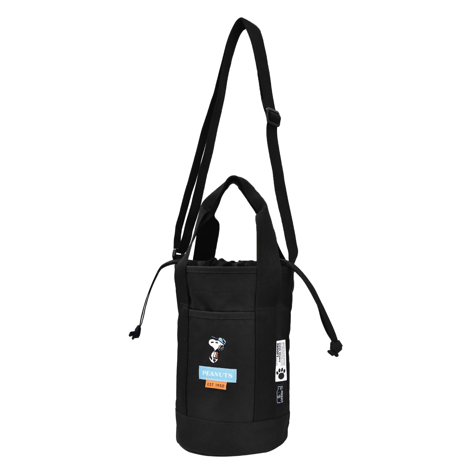 

Snoopy Peanuts Shoulder Bag Drawstring Bucket Type Water Repellent Durable Freestanding Crossbody Drawstring Tote Tote Bag snoopy0461 Black [Marimo