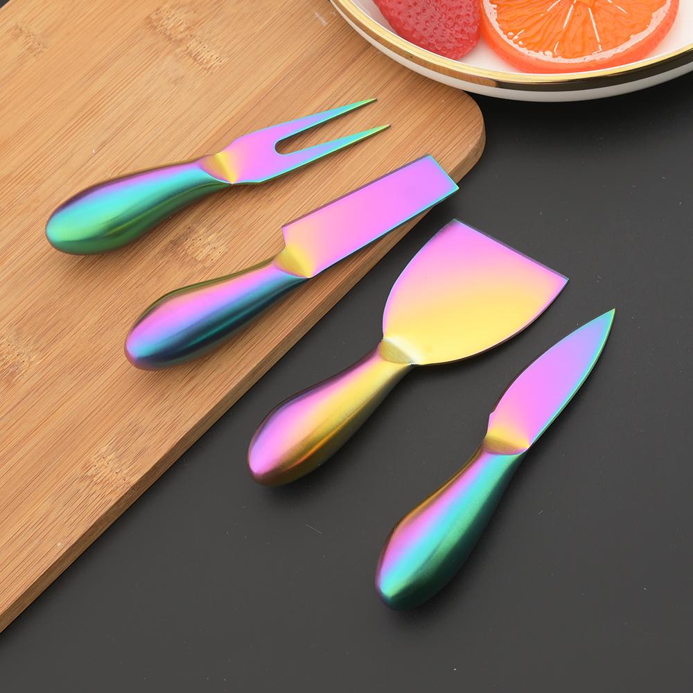 6pcs Black 4pcs Matte Cheese Knives Set High Quality Stainless Steel Handle Multiuse Divider Cheese Knife Butter Spatula Cheese Slicer