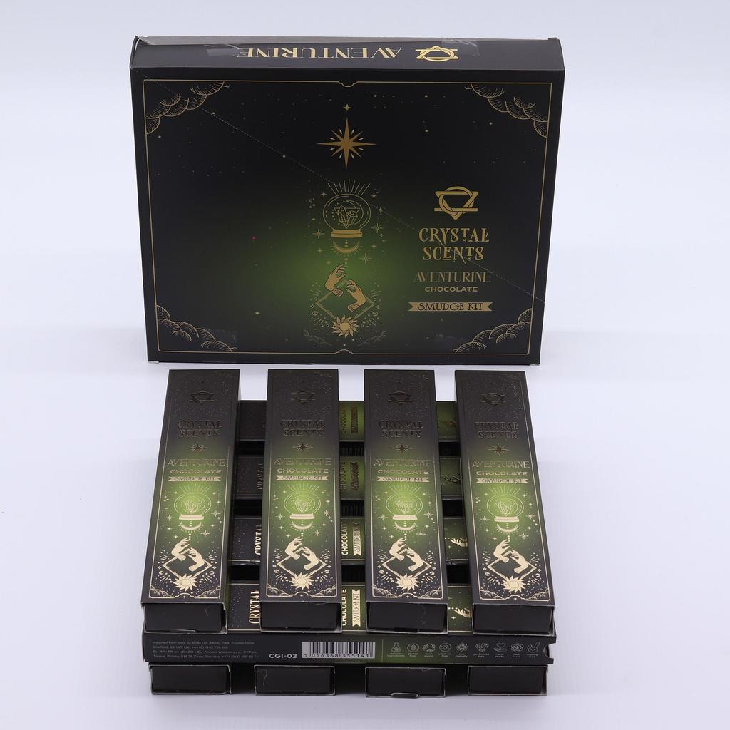 6x Aventurine Crystal Scents Smudge Incense – Chocolate