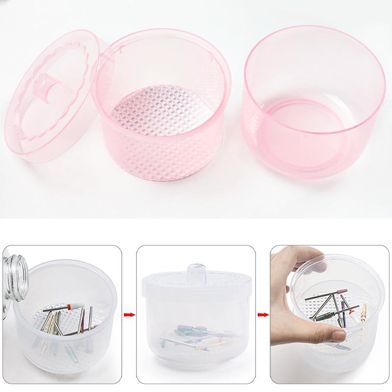 Nail Drill Bit Disinfection Box with Dual-Layer Filter and Alcohol Immersion