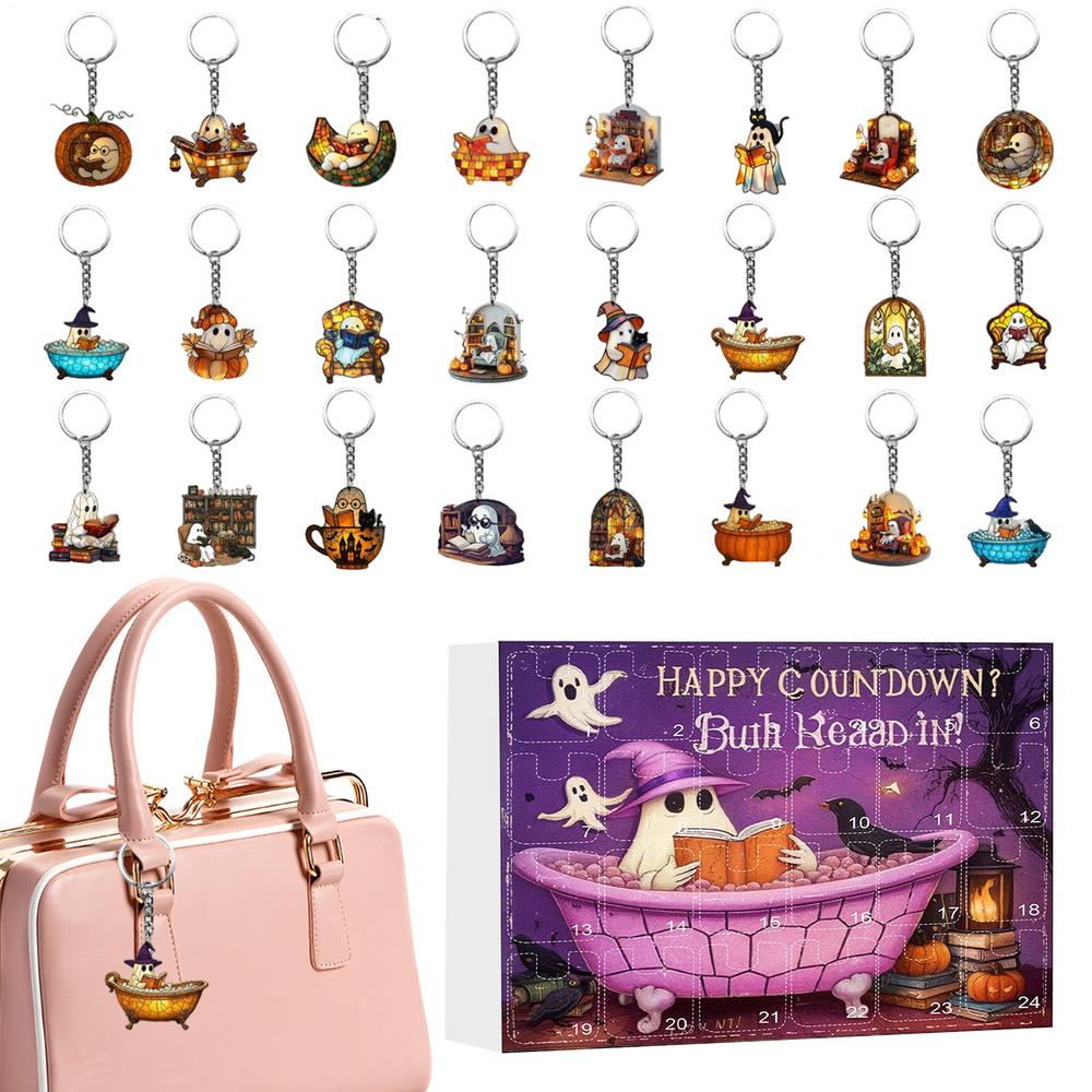 

Halloween Ornaments Countdown Calendar Count Down To Halloween 24-Pendant Calendar 2D Acrylic Ornament Keepsake For Tote Bag 27x18.5x3.5cm