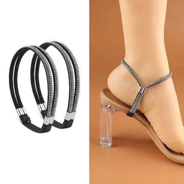 

1 пара женских эластичных ремешков для обуви на высоком каблуке, эластичные ремни для обуви на щиколотке, стразы, нерасшатывающиеся ремни для обуви на высоком каблуке, сменные ремни для щиколотки