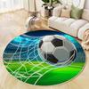 Cartoon Style Round Rug Washable Bedroom Round Area Rugs Entryway,Soft Living Room Circular Rugs,Football Goal Design Non-Slip