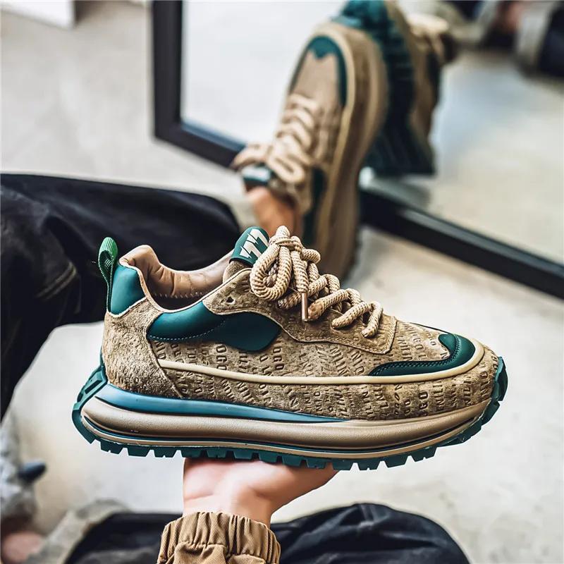 Fashion Thick Sole Men Chunky Sneakers Outdoor Wear-resistant Male Trends 2025 New Mens Casual Shoes Fashion Comfort Anti Slip Vulcanize