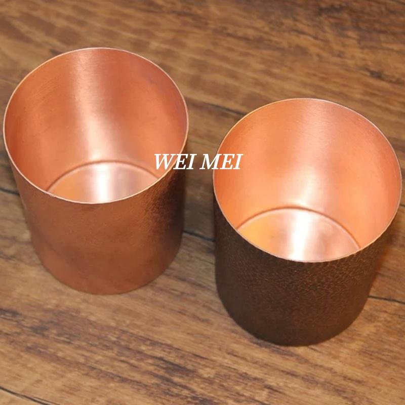 Handcrafted Pure Copper Coffee Mug,Straight Tube Shape Vintage Hammer Texture Breakfast Cup,Cold Drink Cup Drinking Tableware