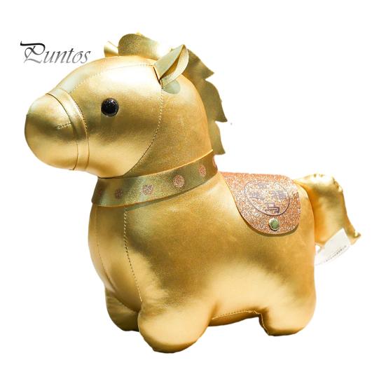 Collectible Animal Plush Small Zodiac Horse Mascot Doll Golden Stuffed Statue Blessing Souvenir Gift Even Filling for Chinese New Year Spring Festival