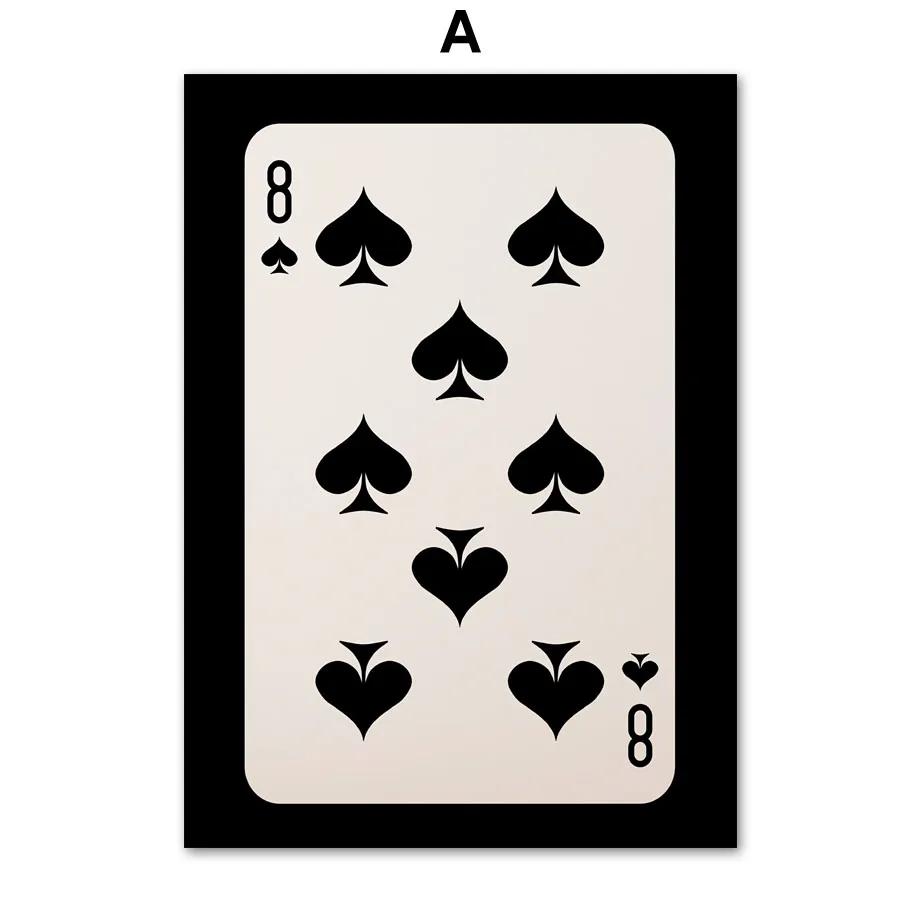 Vintage Black Queen Of Spade Poker Wall Art, Canvas Painting, Nordic Prints, Pictures for Living Room, Lucky You