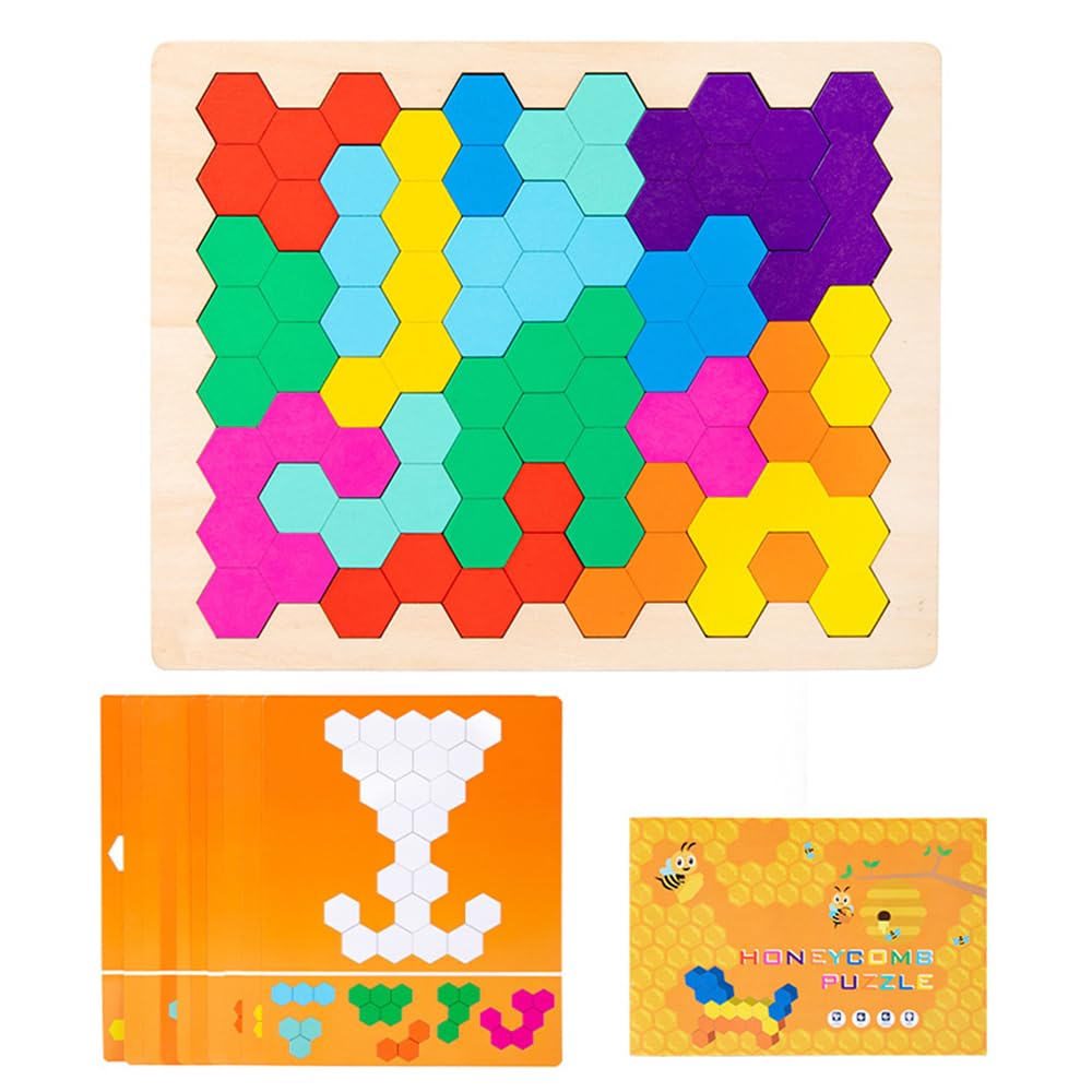 

SANJAOYEE Wooden Tetris Puzzle, 21 Pieces, for Ages 6 and 7, Develops Shape Sense through Colors and Shapes, Elementary School Students, Girls and