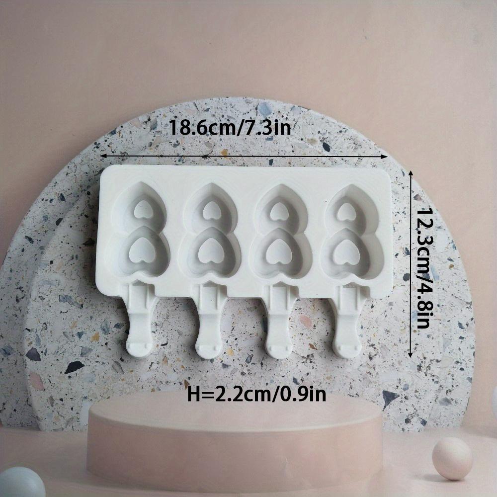 

1 шт. Силиконовая форма для мороженого с 4 отделениями и вырезами в виде сердечек, не содержит БФА, нетоксичная, легко извлекается, многоразовый кухонный инструмент для приготовления джелато, сорбета, белый