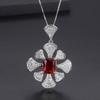 Ciondolo Con Diamanti Geometrico Rosso Catena Tesoro Gioiello Ciondolo