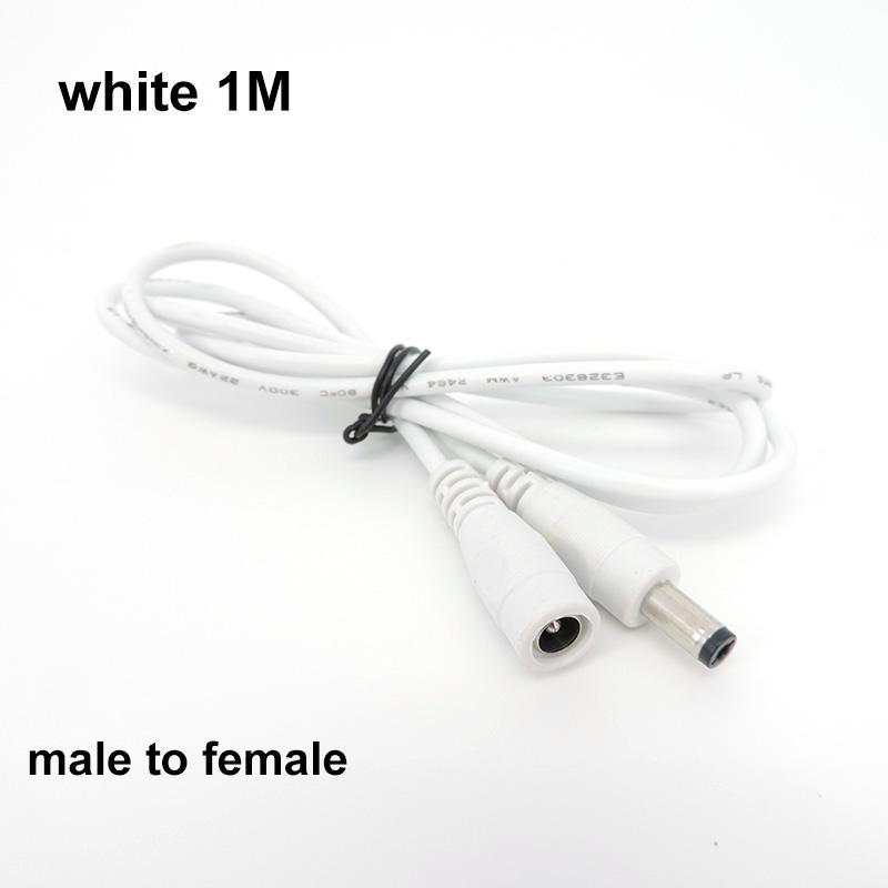22awg 3A DC Male To Male Female Power Supply Adapter White Black Cable Plug 5.5x2.1mm Connector Wire 12V Extension Cords