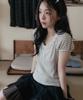 HIGH SCHOOL DISCO Lace Stripe Short Sleeve_Melange Gray