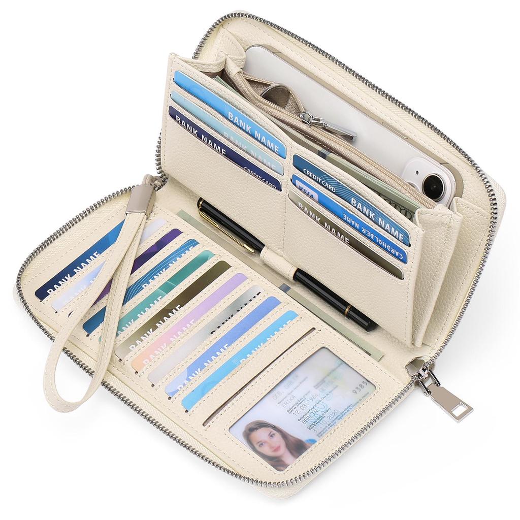 RFID-diebstahlsichere Damenbrieftasche aus PU-Leder, großes Fassungsvermögen, lang und elegant mit mehreren Kartenfächern.