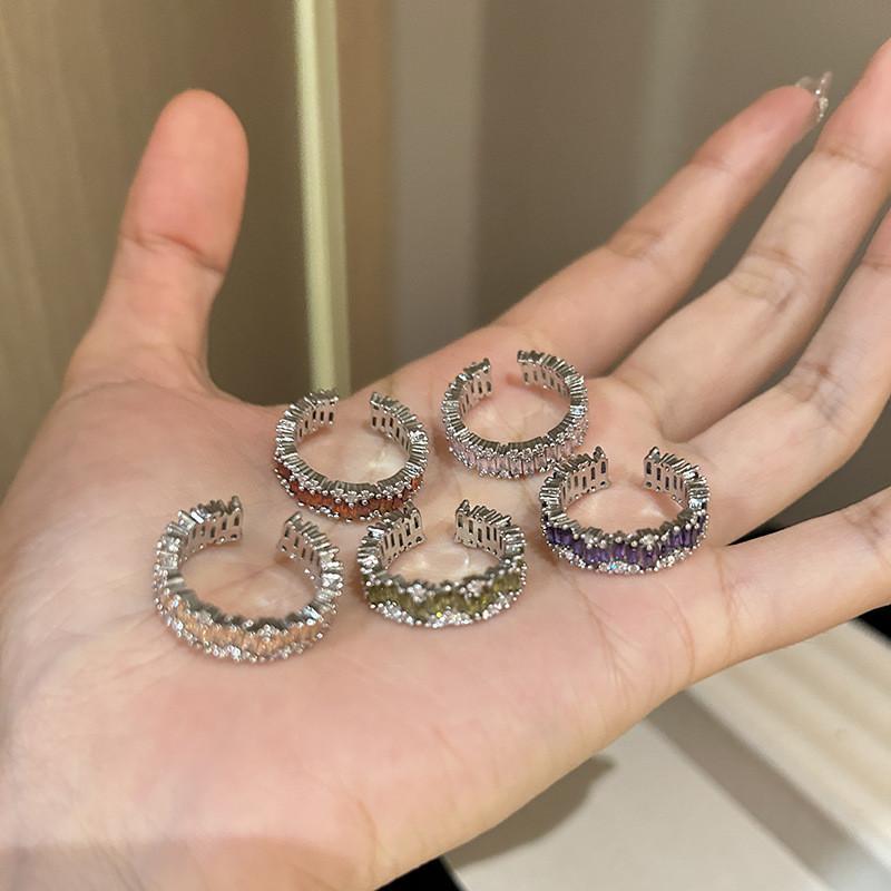 Exquisite Adjustable Geometric Design Ring For Women With Brilliant Colored Gemstones