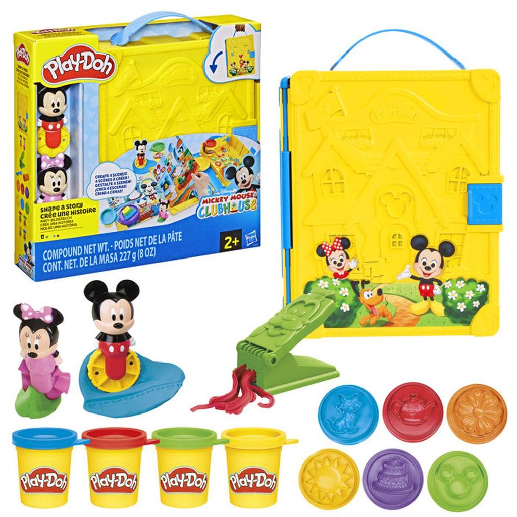 Play-Doh Disney Junior Crée une histoire, coffret de pâte a modeler portatif, loisirs créatifs Mickey & Minnie, des 2 ans