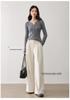 Elegant V-Neck Women's Cashmere Sweater - Cable Knit, Slim Fit, Button-Down, 2026 Autumn/Winter Collection.