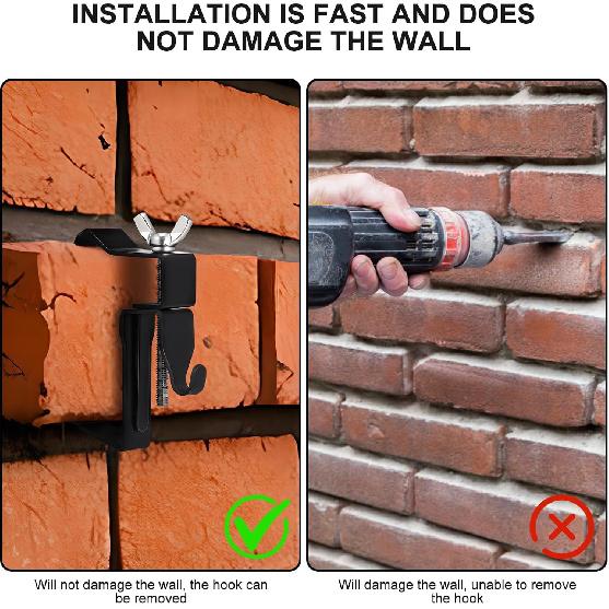 Gadpiparty 6pcs Brick Hanger, Brick Wall Clips, Hand Twist Brick Wall Clips, Adjustable Brick Wall Hanging Clips, No Drill Brick Hangers, for Hanging