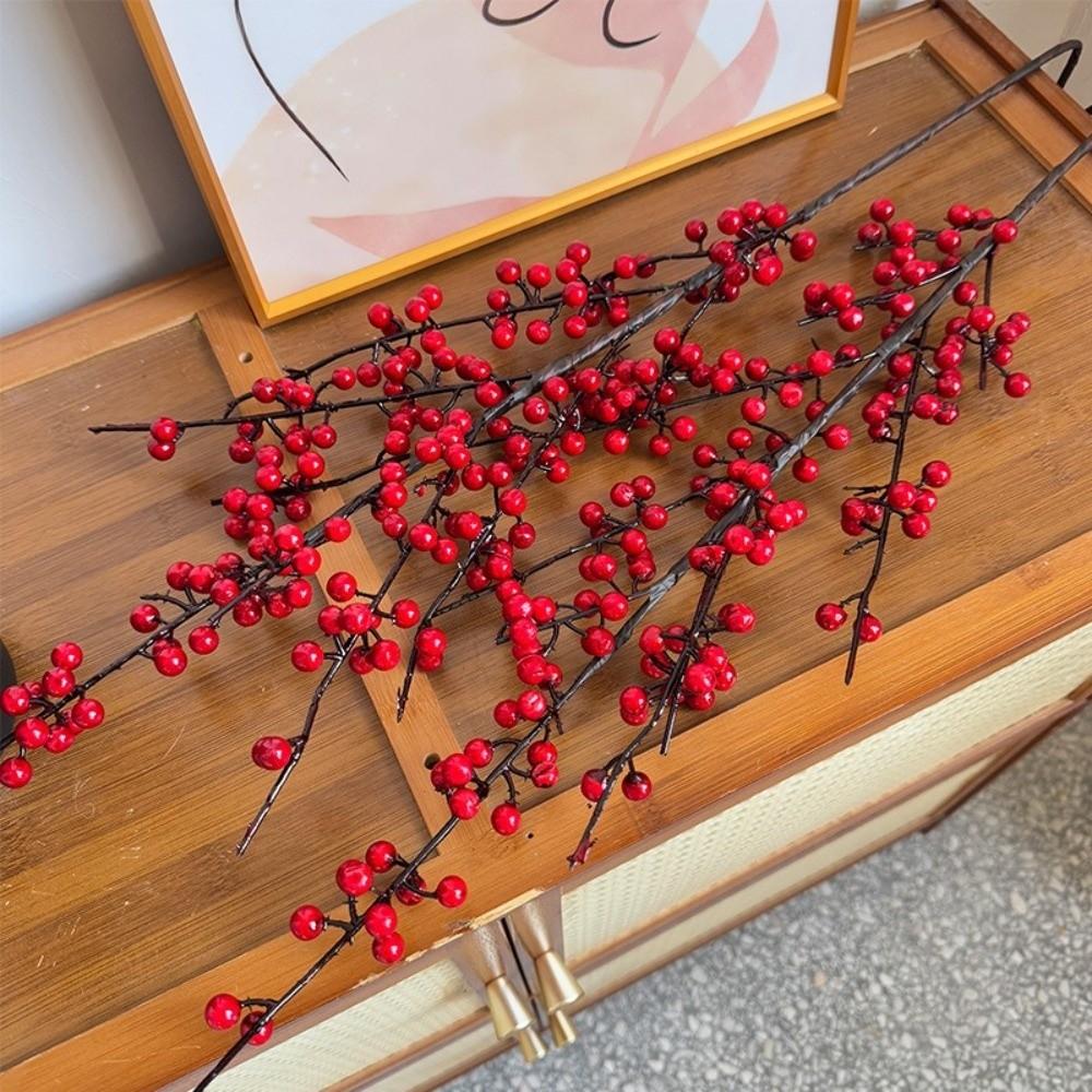 1PCS Holly Little Fruit Artificial Plants Red Berries Berry Bouquet Fake Flowers  New Year