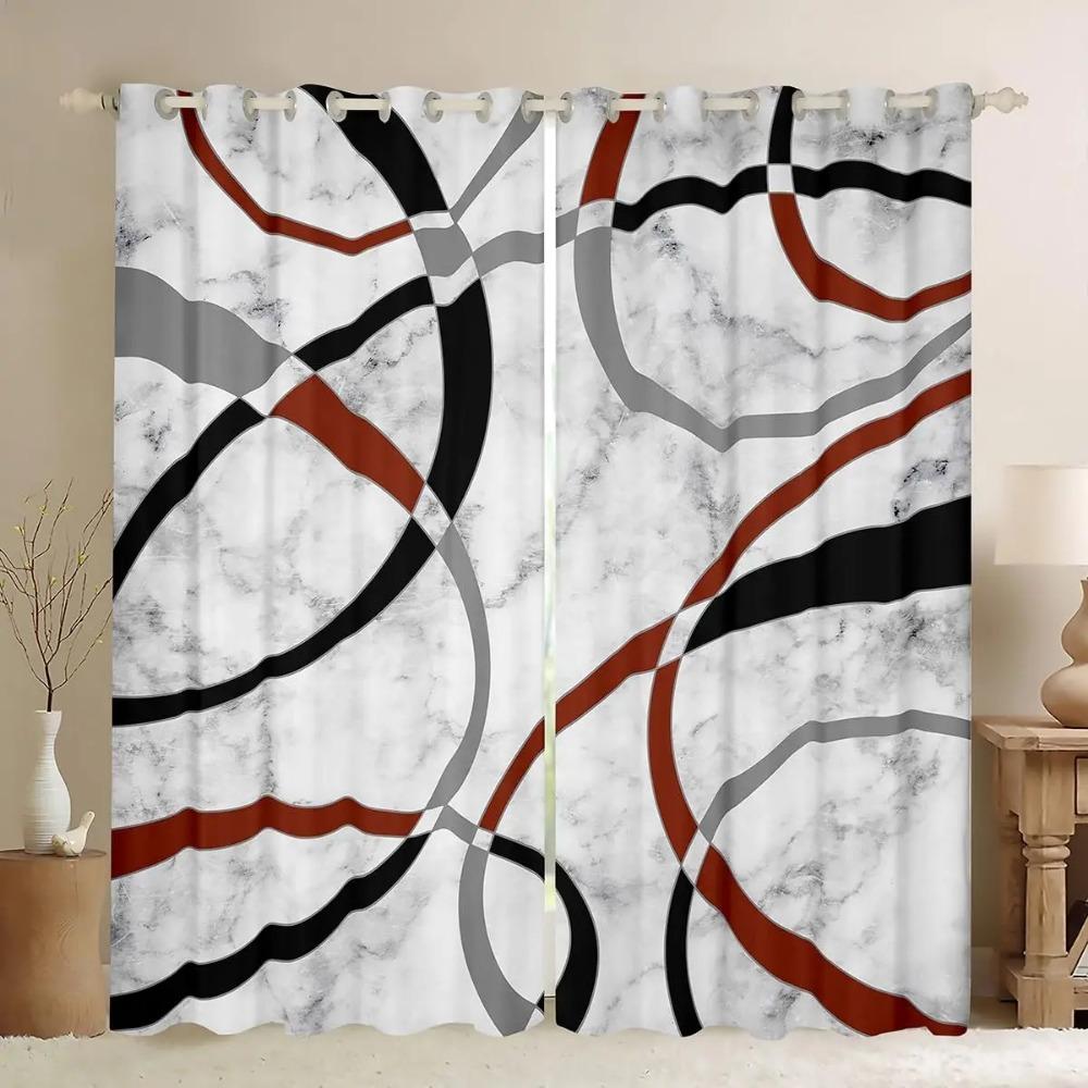 Circle Geometry Curtains High Shading Curtain Drapes for Kids Boys Teens Adult Bedroom Blackout Window Curtain Living Room Deco