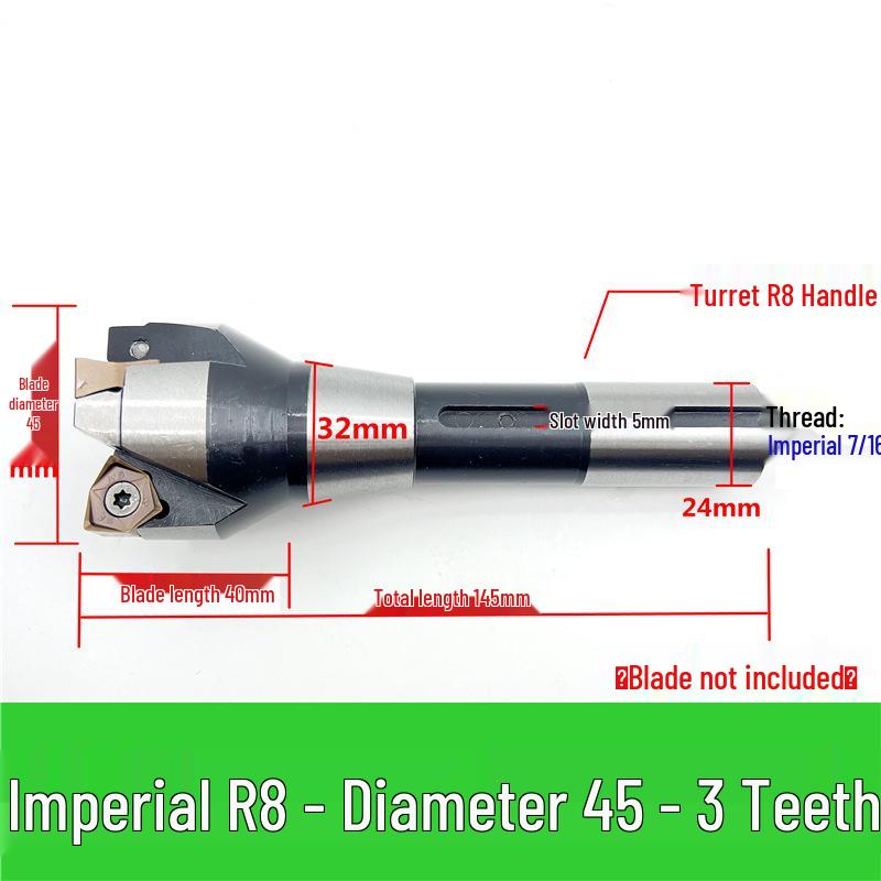 MFWN90 High-Speed Hexagonal Heavy Cutting Milling Cutter with Double-Sided Insert, Morse Taper 4 Turret R8