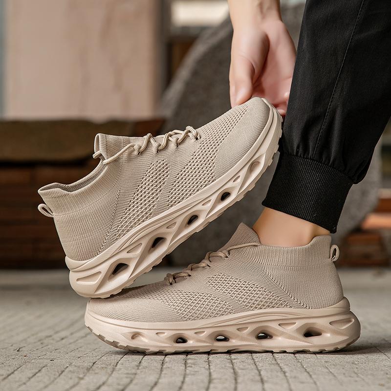 Men's Casual Running Shoes Thick Bottom Breathable Mesh Upgraded Version Lightweight Fashionable Shock Absorption Summer Sneaker