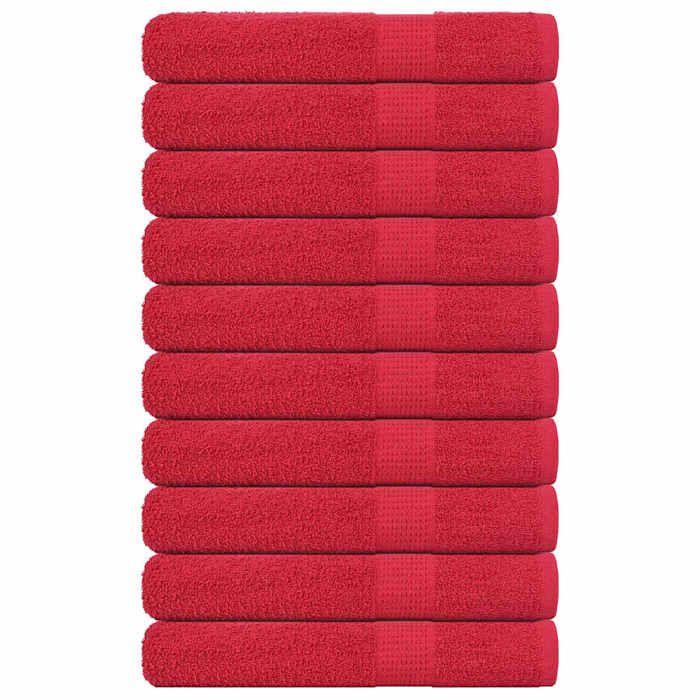 VidaXL Towels 10 Pcs Red 100x200 Cm 360 G/m² 100% Cotton, Beach Towel, Guest Towel, Large Towel of 136940