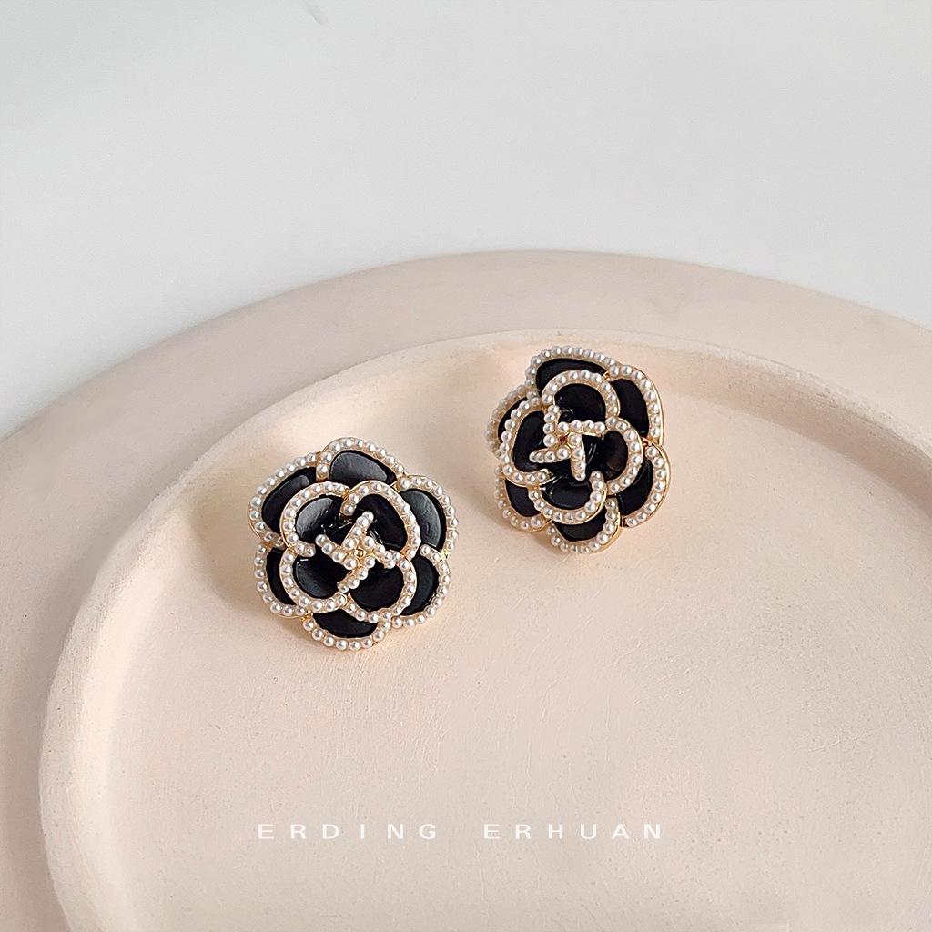 Камелия 2025 новые преувеличенные серьги-гвоздики с покрытием иглой и капельным маслом цветок серьги серьги