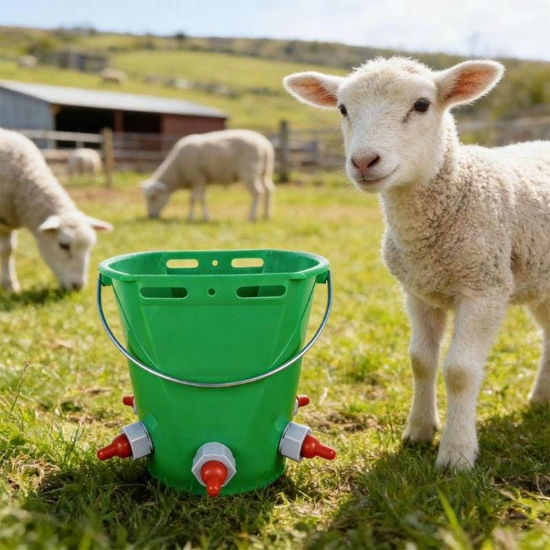Secchio Appeso con 1/2/3 Tettarelle per Alimentazione Agnelli Vitelli Suinetti Strumento Durevole per L'allattamento di Animali Multipli Attrezzatura per L'abbeveraggio da Fattoria