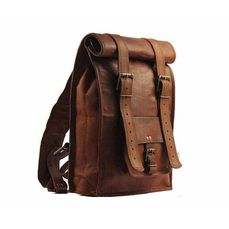 Mens Vintage Genuine Leather Laptop Backpack Rucksack Messenger Bag Satchel NEW