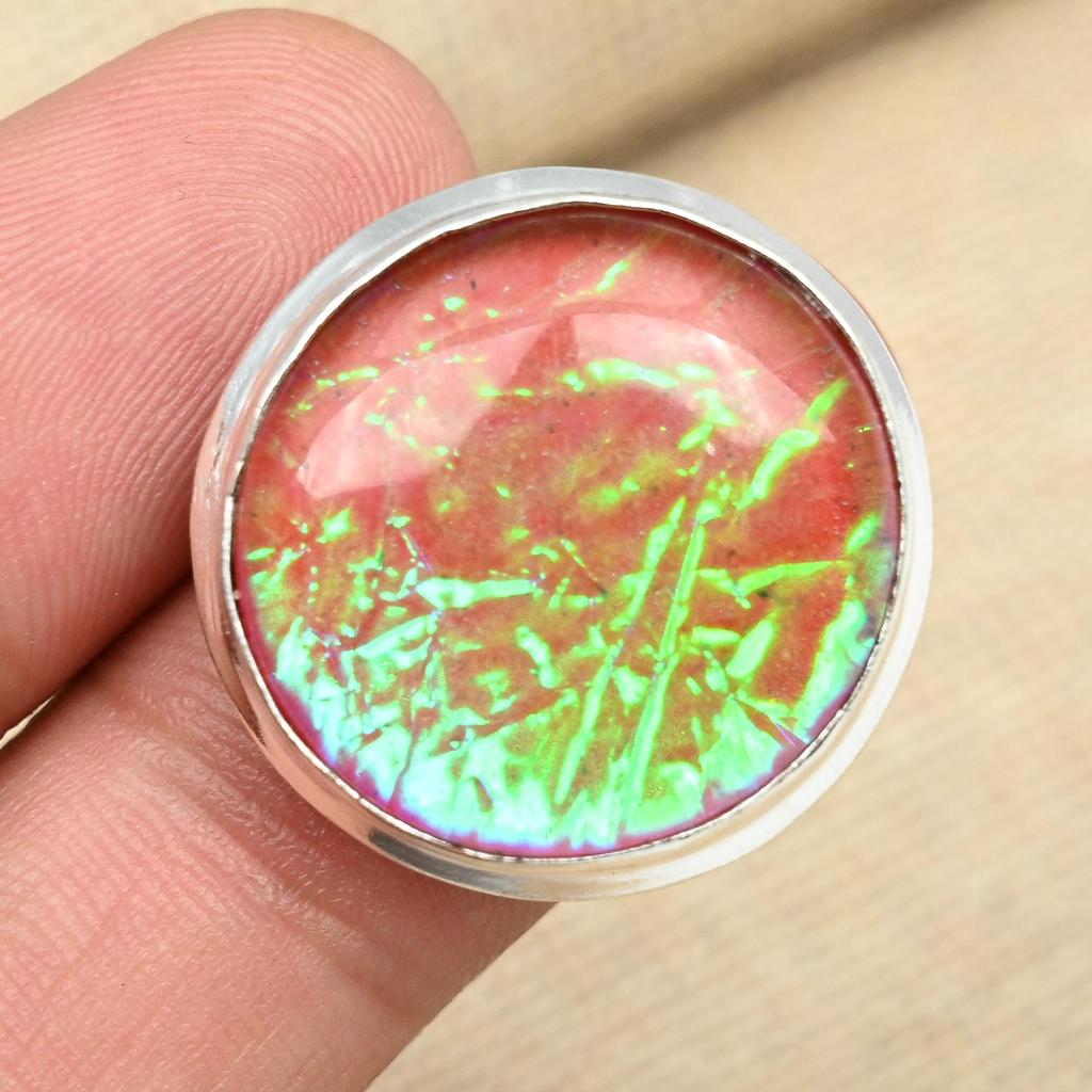 Orange Australian Triplet Opal Gemstone 925 Sterling Silver Handmade Ring Gift Jewelry