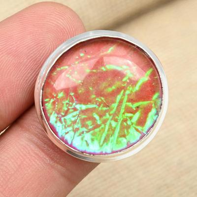 Gemma Opale Tripletta Australiana Arancione Anello Fatto a Mano in Argento Sterling 925 Regalo Gioiello