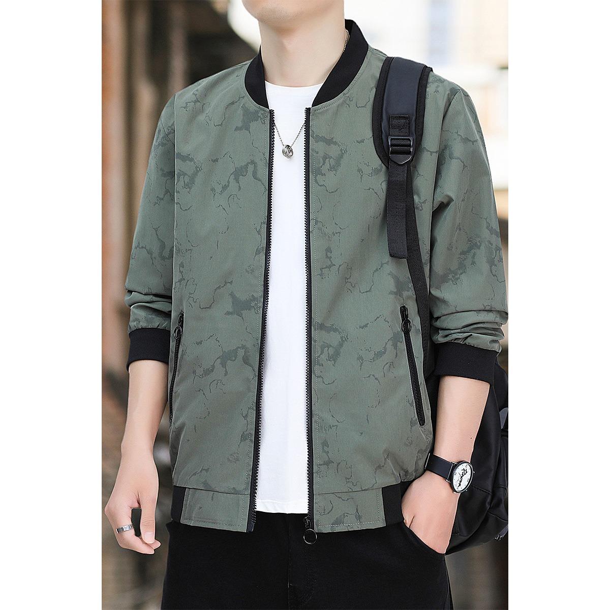 

Мужская куртка с бейсбольным воротником, весна и осень, однотонная, универсальная, повседневная, в корейском стиле, свободная, с воротником-стойкой, куртка 5XL