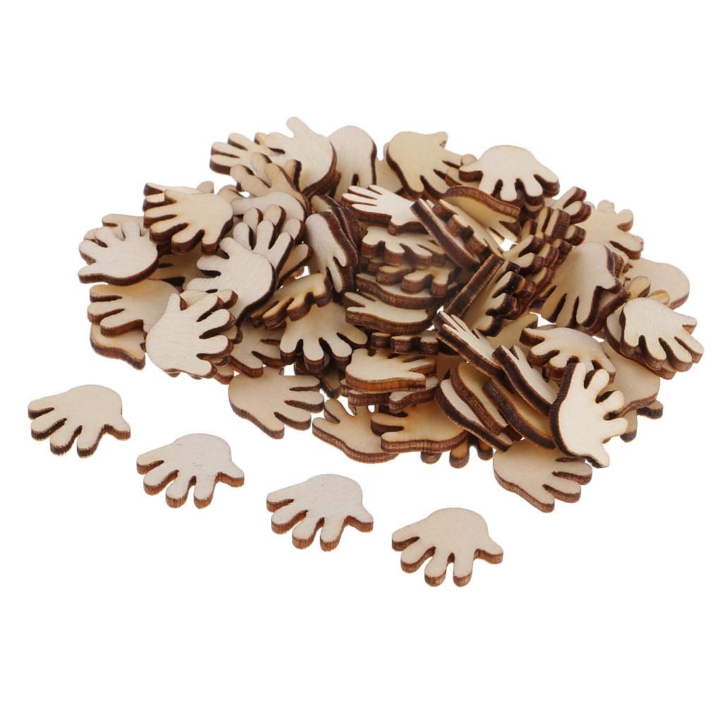 100 Pieces Wood Cutouts Hand Shapes Wooden Embellishment Crafts