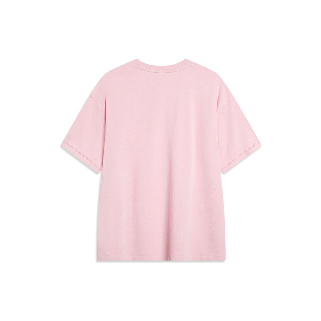 Li-Ning China Culture Series Floral Loose Short-Sleeved T-Shirt Unisex Tops Coral-Pink AHST219-2