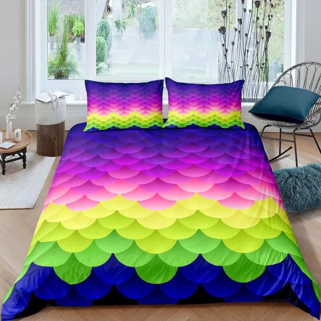 Comforter Fish Scales King Queen Full Twin Size Polyester Comforter For Kids Girls Women Bedding Set With