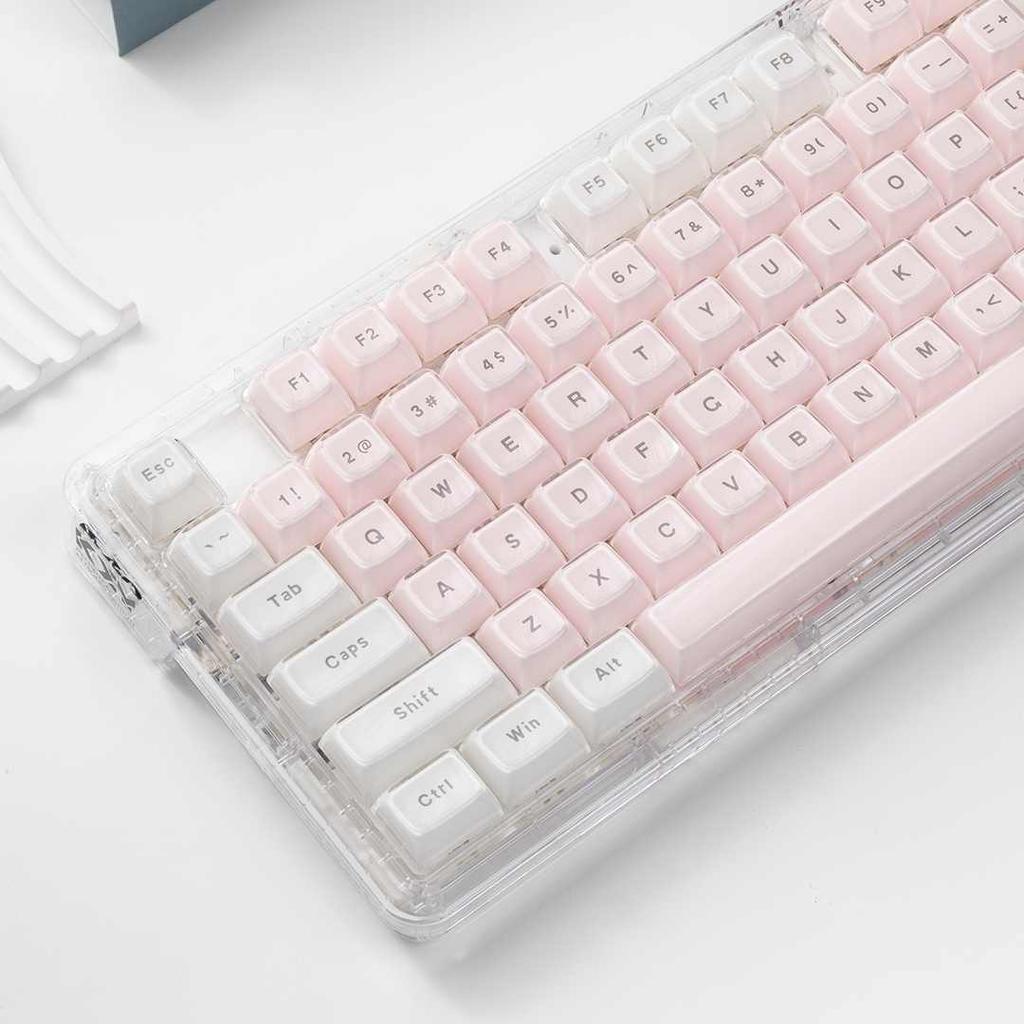 White Pink Jelly Pudding Crystal Transparent MDA Profile Keycap Acrylic Cute 136 key cap Gamer Mechanical Keyboard AJAZZ ak820
