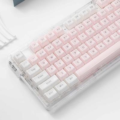 Weiß Rosa Gelee Pudding Kristall Transparent MDA Profil Tastenkappe Acryl Niedlich 136 Tastenkappen Gamer Mechanische Tastatur AJAZZ ak820